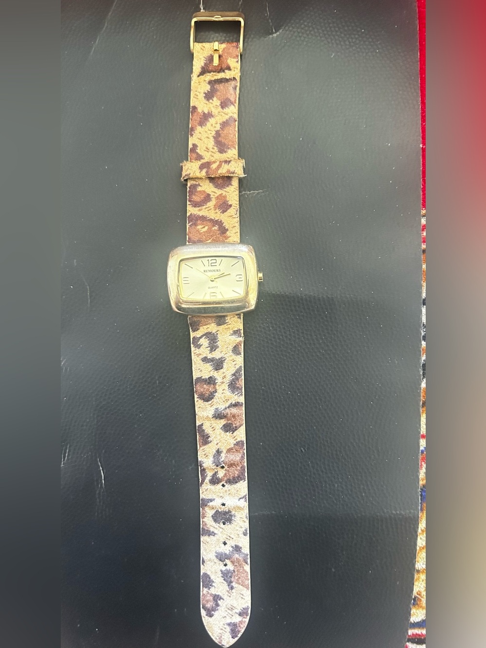 Vintage Leopard Print Women's Watch with Gold Case